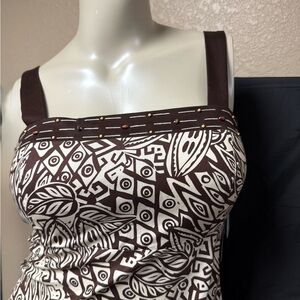 Lily Brown and Cream Printed Sleeveless Sundress